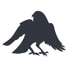 Silhouette of Halloween Raven. Vector Illustration Isolated on White Background.