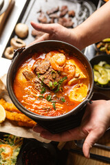 delicious food in asian restaurant 