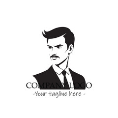a man silhouette black and white illustration for logo company vector image