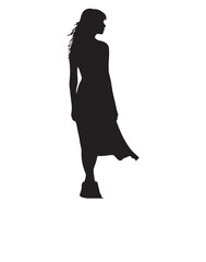 "Silhouette of a Woman Standing Gracefully – Elegant Female Profile"