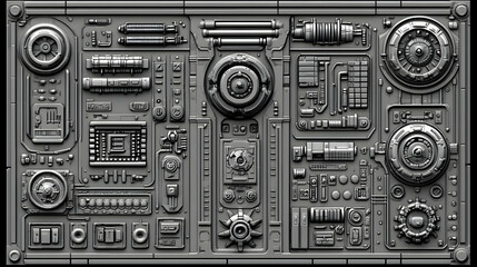 Gray Futuristic Control Panel