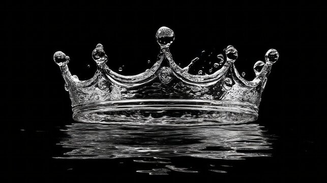 Liquid crown made entirely of water rests in ripples