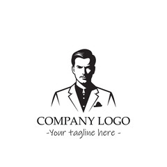 a man silhouette black and white illustration for logo company vector image