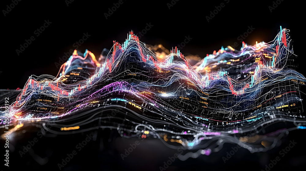 Poster abstract colorful data visualization wave background