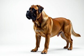 Obraz premium Majestic Mastiff, powerful stance, white background, dog, portrait, breed
