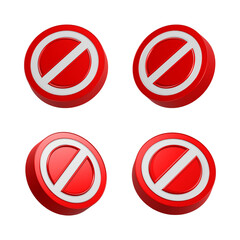 stop icon symbol 3d rendering set