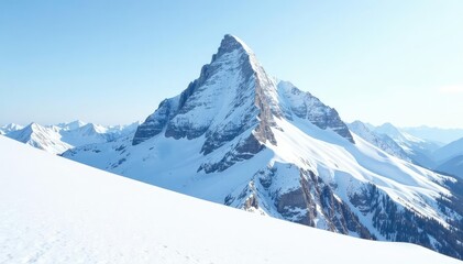 Obraz premium Snow-covered mountain peak, stark white landscape , monochrome, arctic