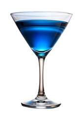 Vibrant Blue Cocktail: Captivating glass of blue cocktail in a classic martini glass, a refreshing and inviting beverage, perfect for celebrations.