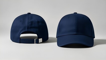 Navy blue baseball cap in front and back view.cap,style