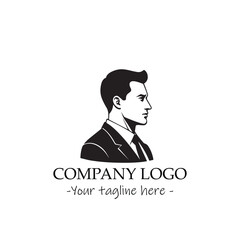 a man silhouette black and white illustration for logo company vector image