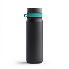 Stylish Black Insulated Water Bottle with Teal Accents for Hydration