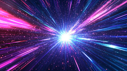 Obraz premium Colorful Light Bursting Through Space and Time Creating a Futuristic Cosmic Hyperdrive Effect