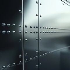 Sleek Metallic Surface with Rivets: Industrial Design Texture Background