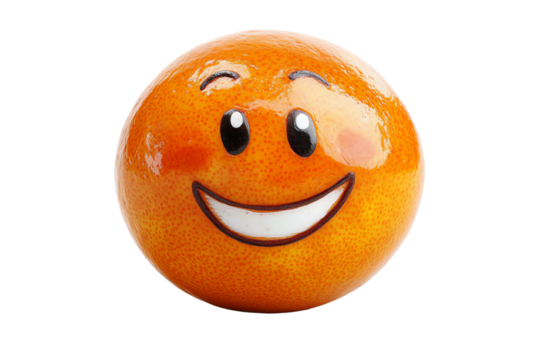 A cheerful orange ball with a smiling face, perfect for adding a fun element to your designs.