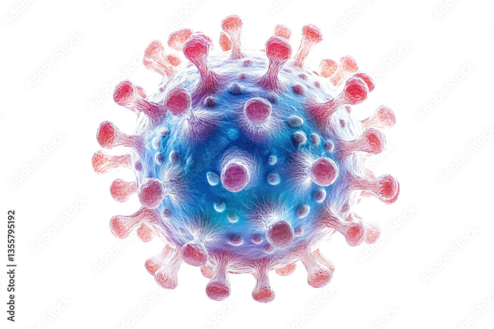 Poster 3d illustration of a virus structure on a white isolated background.