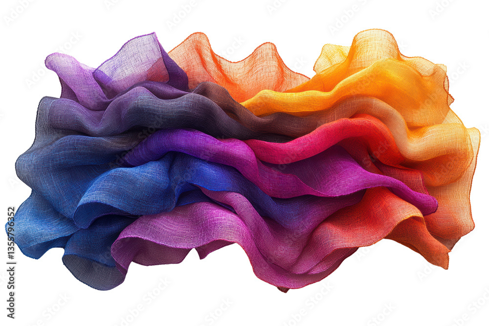 Aufkleber A colorful, flowing fabric with waves of different hues creating a beautiful, dynamic texture.