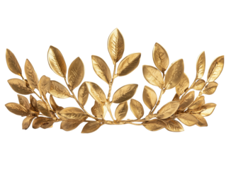 Elegant golden leaf branch luxury floral design element isolated transparent background