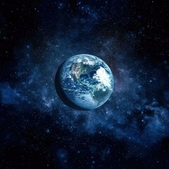 Obraz premium Earth View Planet hovers amidst starry sky backdrop. Beautiful blue planet