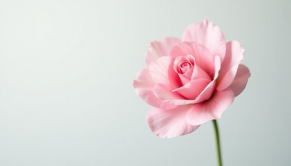 Single flower with delicate petals in soft focus on white background, bloom, elegant, understated