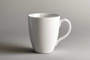 Obraz premium A Single White Ceramic Mug on a Gray Background Studio Shot Product Photography