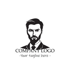 a man silhouette black and white illustration for logo company vector image