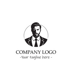a man silhouette black and white illustration for logo company vector image