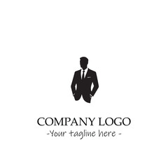 a man silhouette black and white illustration for logo company vector image