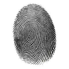 Single human fingerprint in black ink on a transparent or white PNG background.