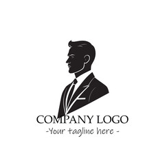 a man silhouette black and white illustration for logo company vector image