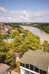 Aerial view of the RIoni river in Poti, Georgia