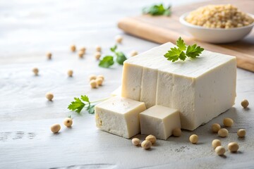 Tofu on White Background