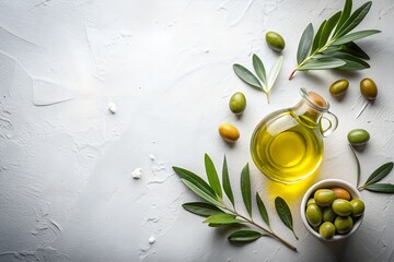 Extra Virgin Olive Oil on White Background