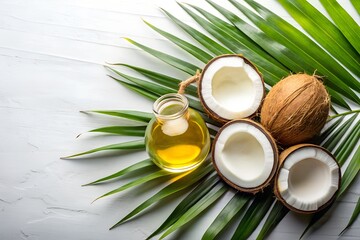 Coconut Oil on White Background