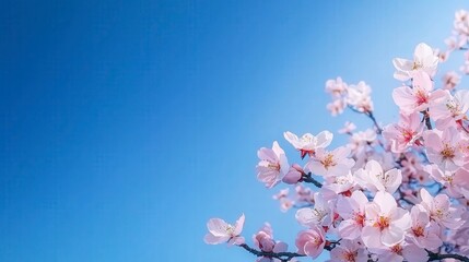 Serene Pink Blossom Branches Against a Clear Blue Sky