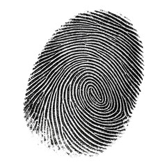 Single human fingerprint in black ink on a transparent or white PNG background.