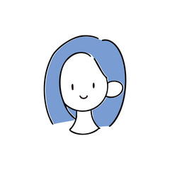 笑顔のボブヘアーの女性　シンプルな手描き単品イラスト