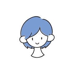 笑顔のショートヘアの女性　シンプルな手描き単品イラスト
