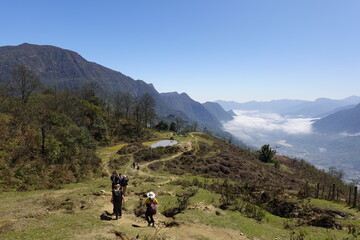 hiking/trekking in the mountains of Sapa Vietnam 