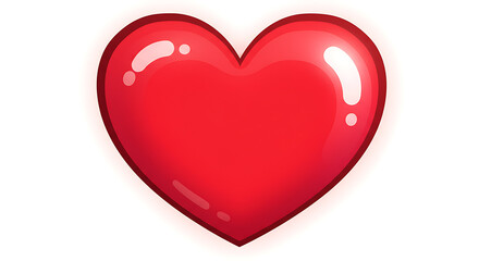 Red Heart Illustration Glowing on White Background for Valentine's Day