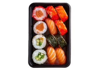 sushi box isolated on transparent or white background