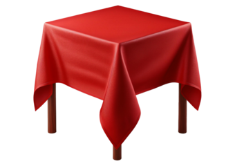 Red tablecloths isolated on transparent or white background