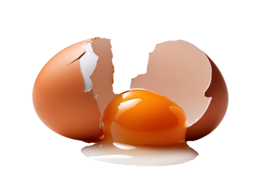 Broken egg Isolated on transparent or white background