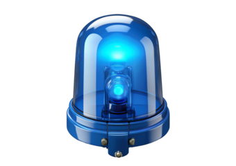 3D blue siren light, Isolated on transparent or white background