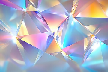 Abstract Iridescent Crystal Geometry: Prismatic Light and Pastel Hues