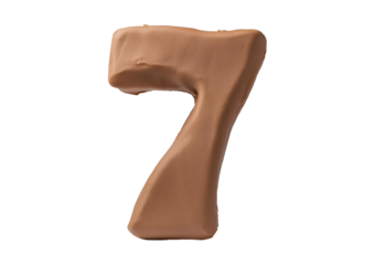 3D clay alphabet 7 isolated on transparent or white background