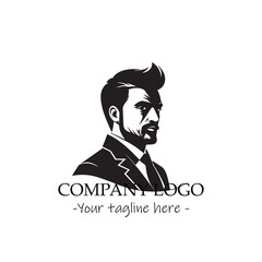 a man silhouette black and white illustration for logo company vector image