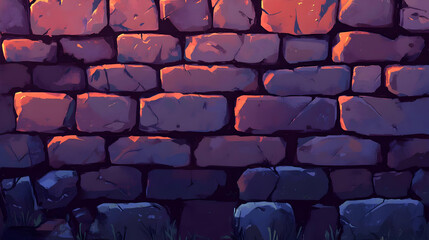 Fototapeta premium Pixel Art Brick Wall Sunset