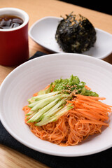 Korean Jjolmyeon is a Korean noodle dish characterized by chewy noodles and spicy seasoning.