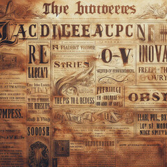 Old newspaper texture with faded ink, vintage typography, and yellowed pages. Nostalgic and aged document feel.