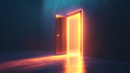 Stylish 3D Render of an Open Door Symbolizing New Opportunities